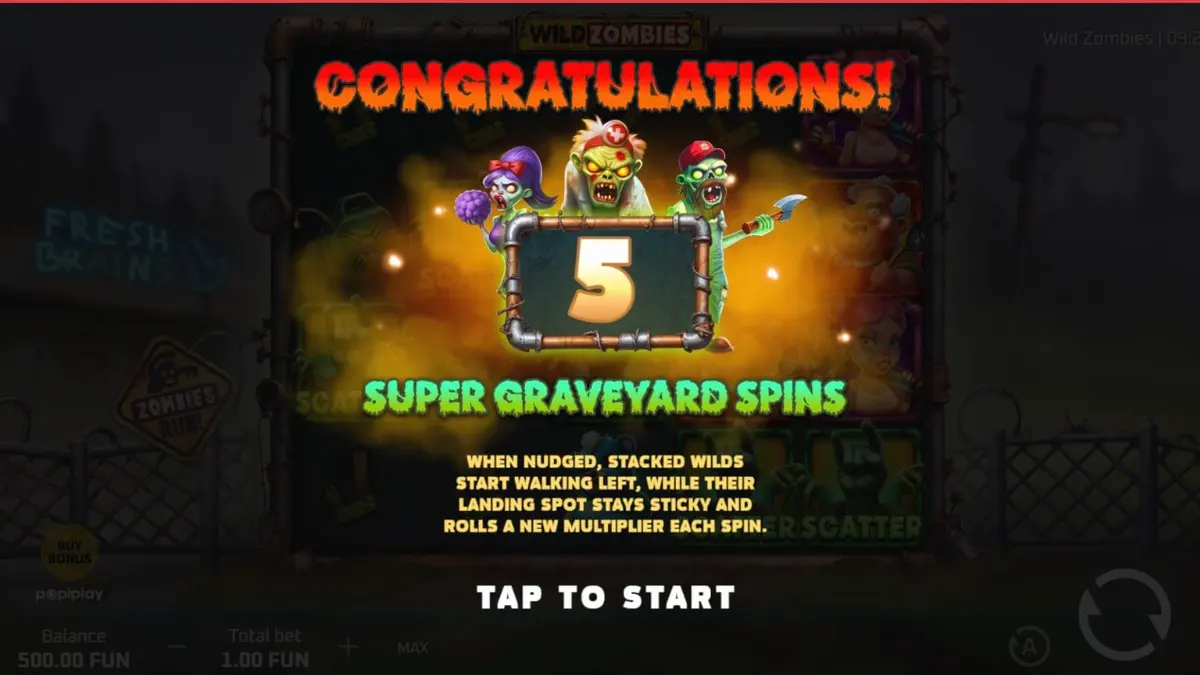 Tampilan visual slot Wild Zombies dengan tema kiamat zombie yang penuh aksi.