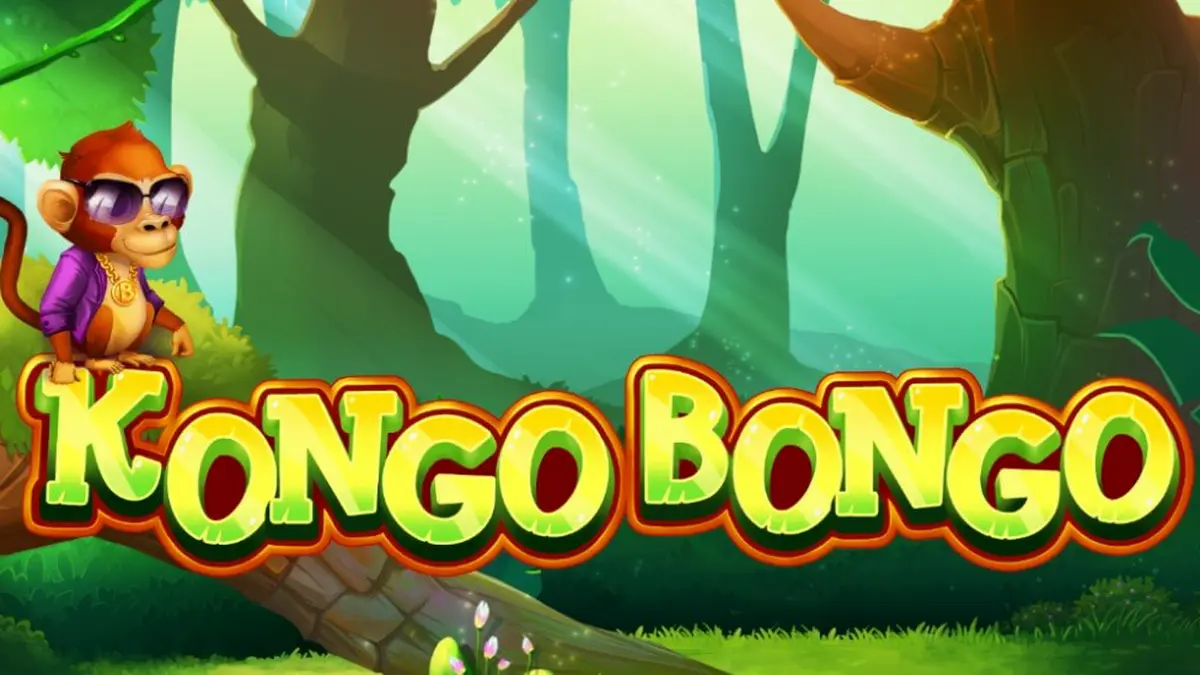 Tampilan visual slot Kongo Bongo dengan latar belakang hutan tropis dan simbol-simbol bertema satwa liar.